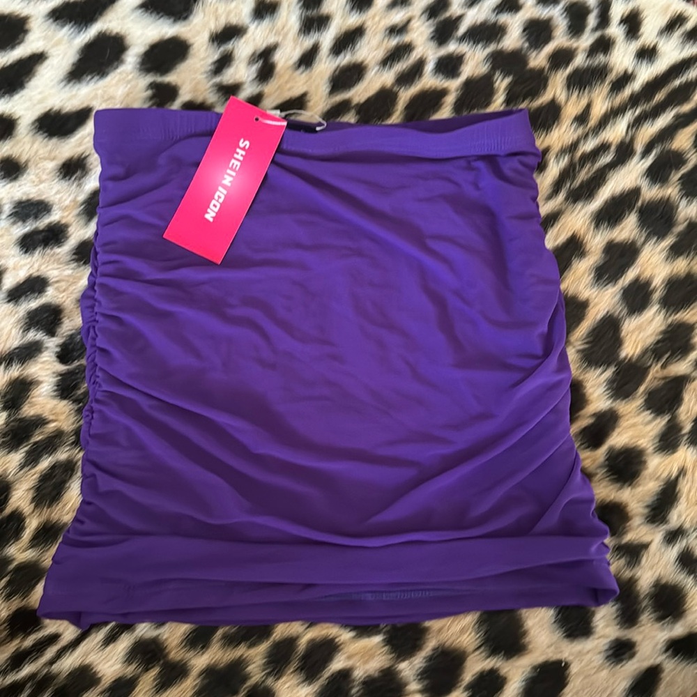 Purple Ruched mini skirt